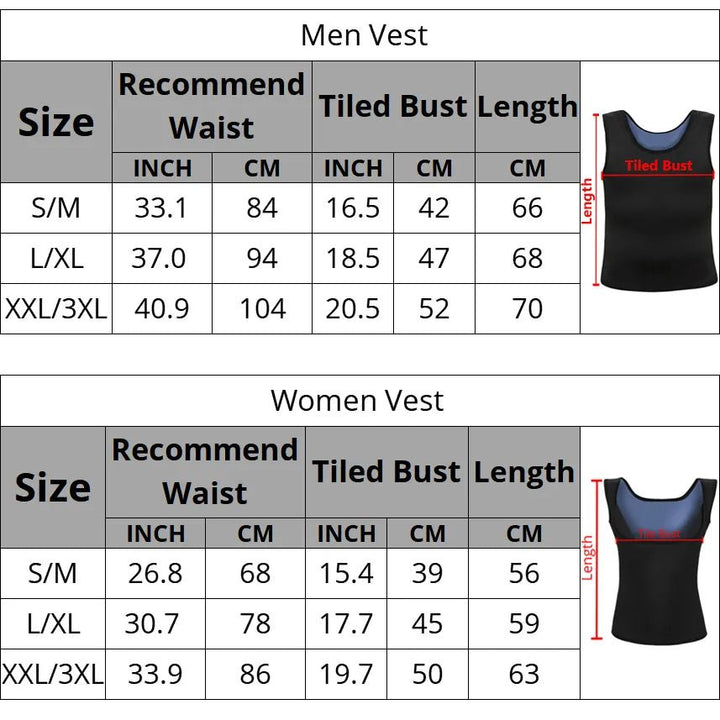 Men Neoprene Sweat Sauna Vest Waist Trainer Slimming Body Shapers Vest Shapewear Corset Gym Underwear Women Fat Burn Tank Top - Too-Eazy