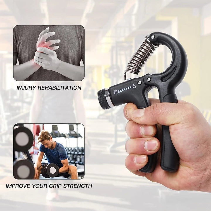 WorthWhile 5-60Kg Gym Fitness Hand Grip Men Adjustable Finger Heavy Exerciser Strength for Muscle Recovery Hand Gripper Trainer - Too-Eazy