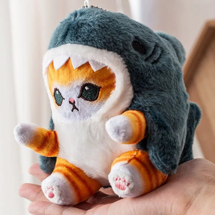 12cm Cartoon Cute Shark Fried Shrimp Cat Plush Doll Pendant Charm Package Pendant - Too-Eazy