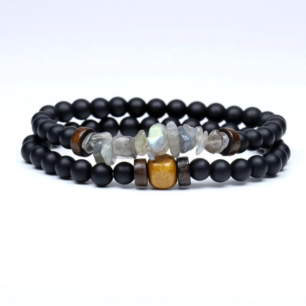 Trend Men's Bracelet Lava Stone Labradorite Moonstone Beads Bracelet Chakra Yoga Wood Bead Bracelet For Men Jewelry Bileklik - Too-Eazy