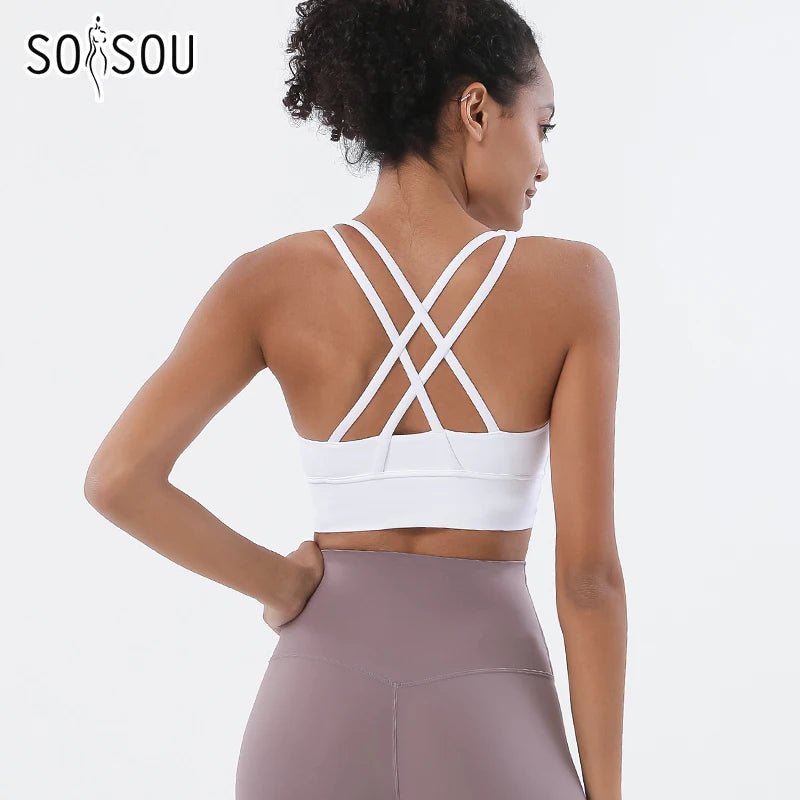 SOISOU Nylon Top Women Bra Sexy Top Woman Breathable Underwear Women Fitness Yoga Sports Bra For Women Gym 30 Colors - Too-Eazy