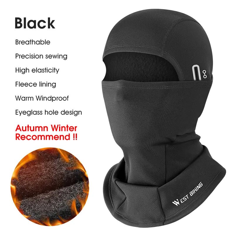 WEST BIKING Winter Warm Balaclava Hat Breathable Cycling Cap Outdoor Sport Full Face Cover Scarf Motorcycle Bike Helmet Liner - Too-Eazy