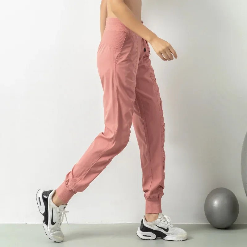 Fabric Drawstring Running Sport Joggers Women Quick Dry Athletic Gym Fitness Sweatpants with Two Side Pockets Exercise Pants - Too-Eazy