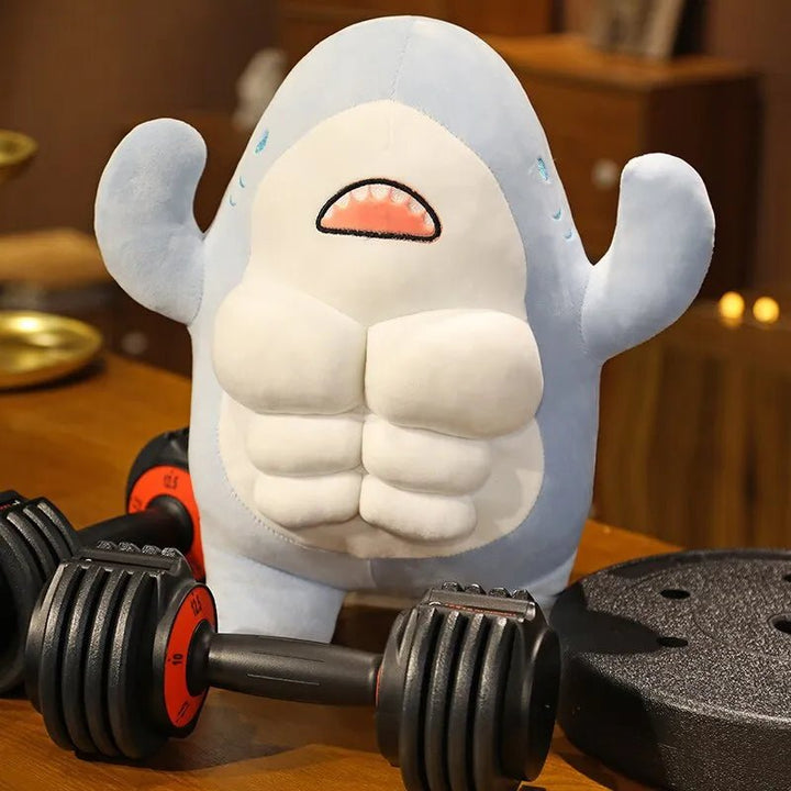 40CM Muscle Shark Plush Doll Cute Worked Out Shark Stuffed Cartoon Toys Strong Animal Pillow For Girl Boyfriend Gifts - Too-Eazy