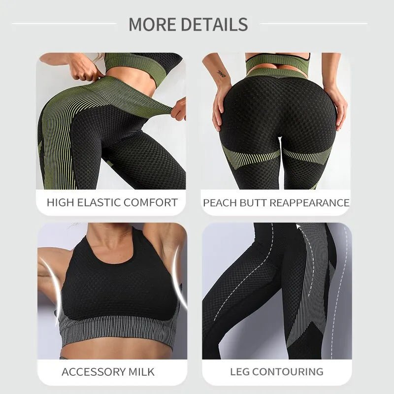 Women 2/3pcs Seamless Workout Outfits Sets Yoga Sportswear Tracksuit Leggings and Stretch Sports Bra Fitness - Too-Eazy