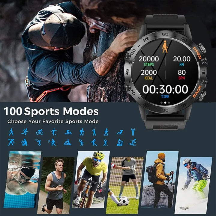 MELANDA Steel 1.39" Bluetooth Call Smart Watch Men Sports Fitness Tracker Watches IP68 Waterproof Smartwatch for Android IOS K52 - Too-Eazy