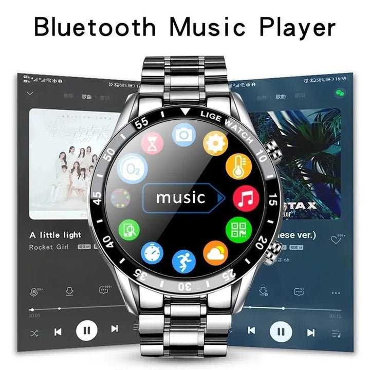 LIGE 2024 Smart Watch Men Full Circle Touch Screen Bluetooth Call Men Smartwatch Waterproof Sport Activity Fitness Watch+Box - Too-Eazy