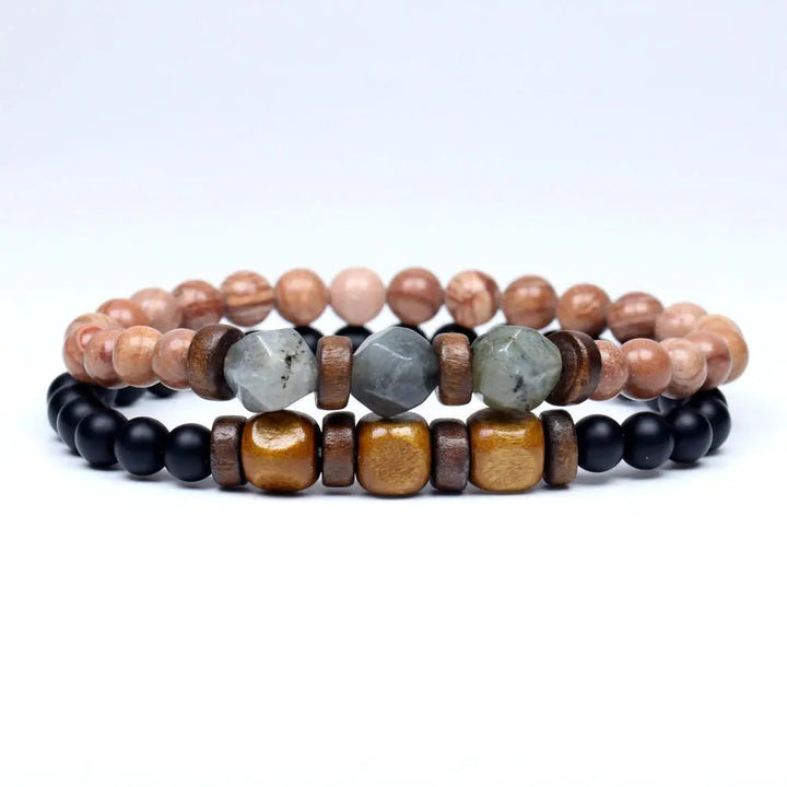 Trend Men's Bracelet Lava Stone Labradorite Moonstone Beads Bracelet Chakra Yoga Wood Bead Bracelet For Men Jewelry Bileklik - Too-Eazy