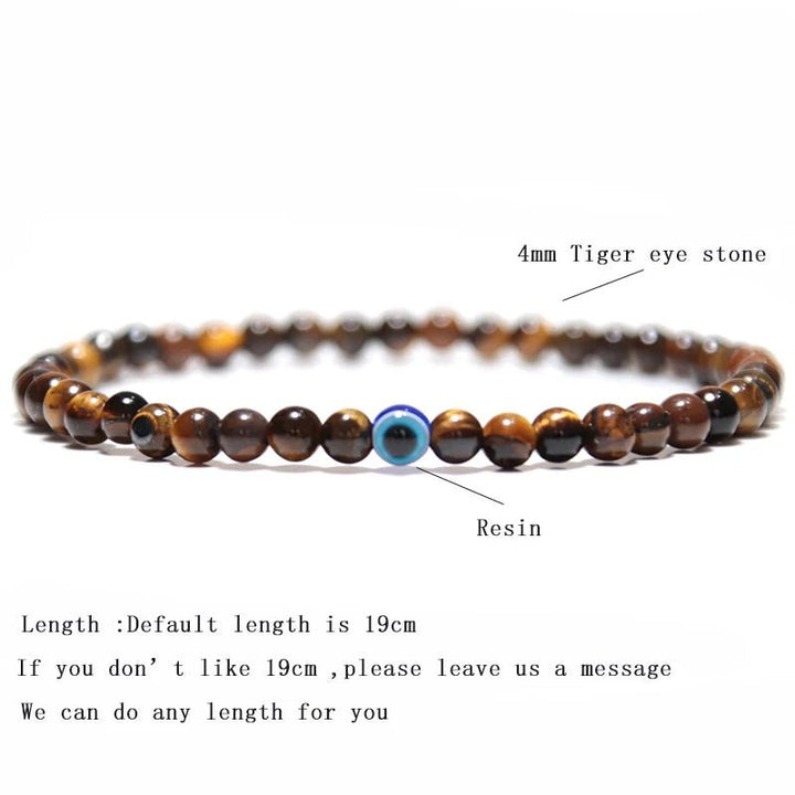 Fashion 4mm Bracelet Natural Stone Beads Evil Eye Braslet Obsidian Hematite Elastic Braclet For Men Hand Jewelry Pulseras Homme - Too-Eazy