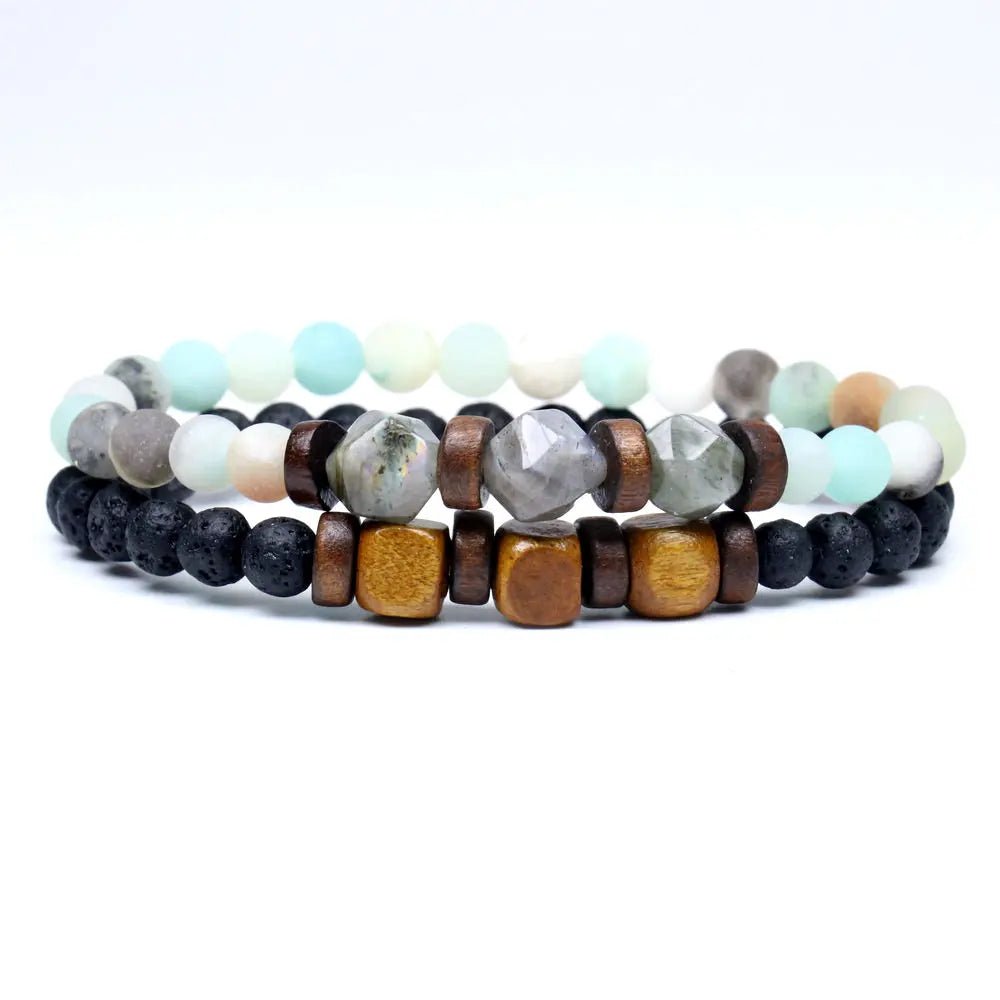 Trend Men's Bracelet Lava Stone Labradorite Moonstone Beads Bracelet Chakra Yoga Wood Bead Bracelet For Men Jewelry Bileklik - Too-Eazy