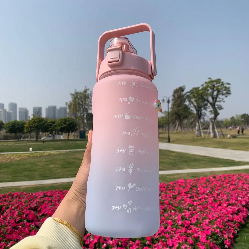 Water Bottle Motivational Drinking Bottle Sports Water Bottle With Time Marker Portable Reusable Plastic Cups Outdoor Travel Gym - Too-Eazy