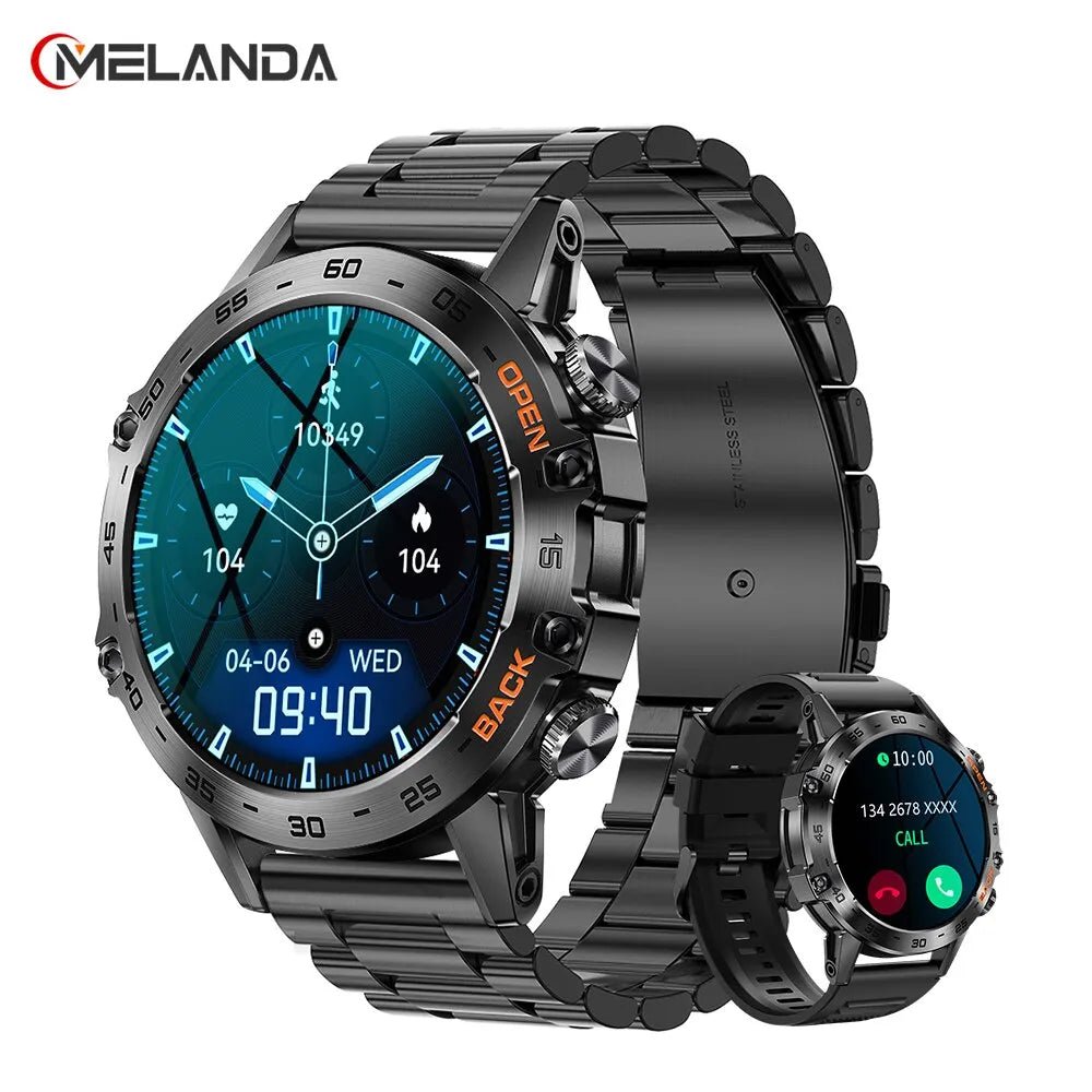 MELANDA Steel 1.39" Bluetooth Call Smart Watch Men Sports Fitness Tracker Watches IP68 Waterproof Smartwatch for Android IOS K52 - Too-Eazy