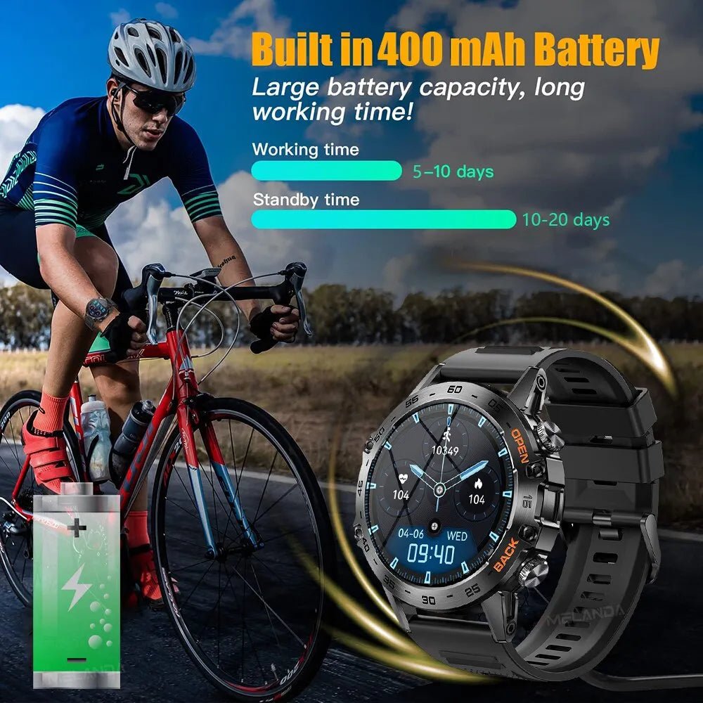 MELANDA Steel 1.39" Bluetooth Call Smart Watch Men Sports Fitness Tracker Watches IP68 Waterproof Smartwatch for Android IOS K52 - Too-Eazy