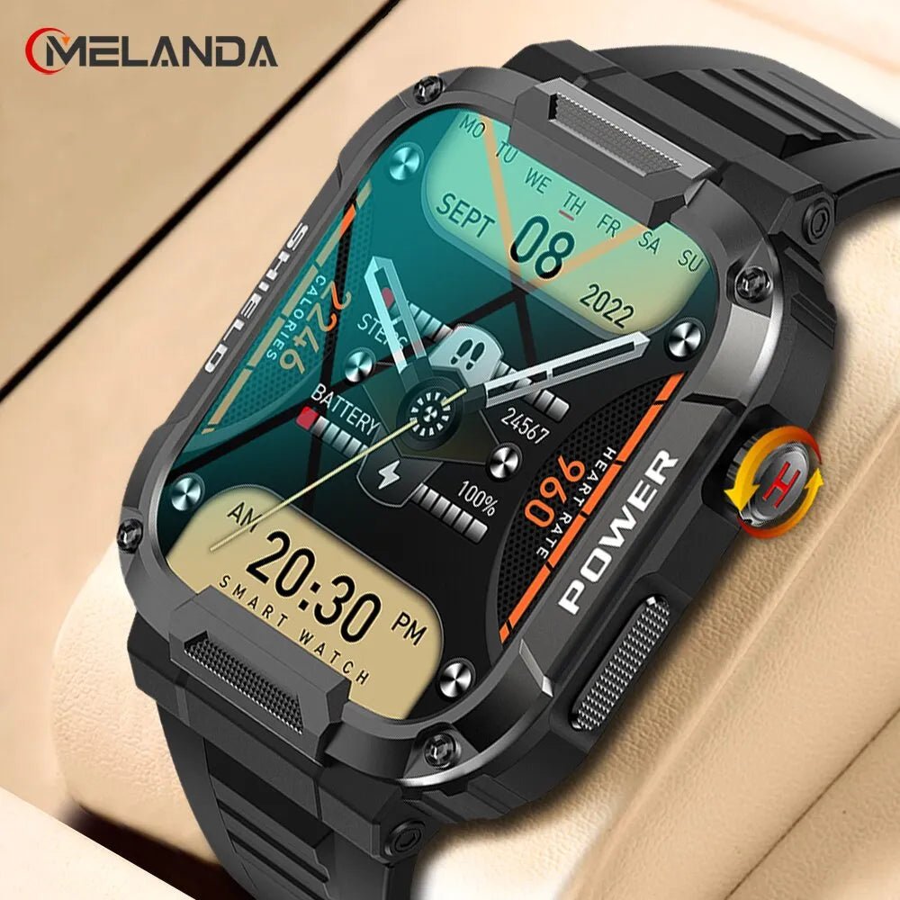 MELANDA 1.85 Outdoor Military Smart Watch Men Bluetooth Call Smartwatch For Android IOS IP68 Waterproof Sports Fitness Watches - Too-Eazy