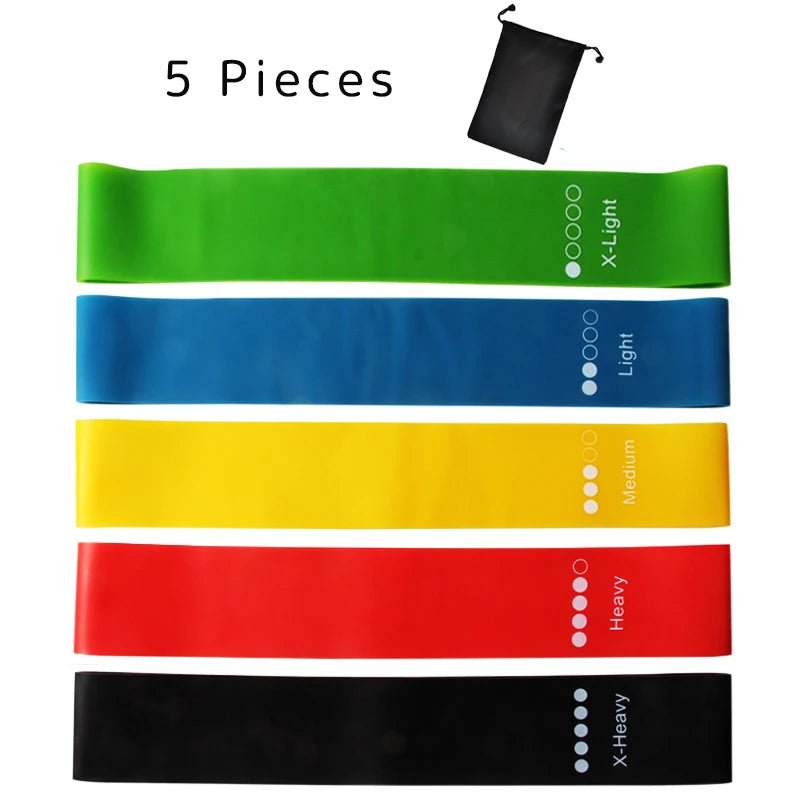 5Pcs/Set Yoga Resistance Rubber Bands Bodybuilding Elastic Bands Pilates Exercise Workout Bands Expander Belt Fitness Equipment - Too-Eazy