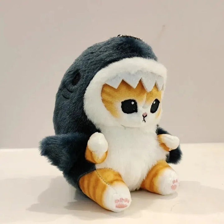 12cm Cartoon Cute Shark Fried Shrimp Cat Plush Doll Pendant Charm Package Pendant - Too-Eazy