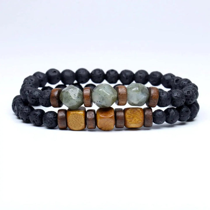 Trend Men's Bracelet Lava Stone Labradorite Moonstone Beads Bracelet Chakra Yoga Wood Bead Bracelet For Men Jewelry Bileklik - Too-Eazy