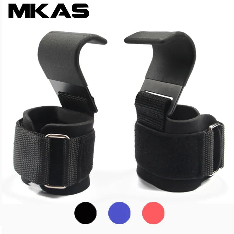 Weight Lifting Hook Grips With Wrist Wraps Hand-Bar Wrist Strap Gym Fitness Hook Weight Strap Pull-Ups Power Lifting Gloves - Too-Eazy