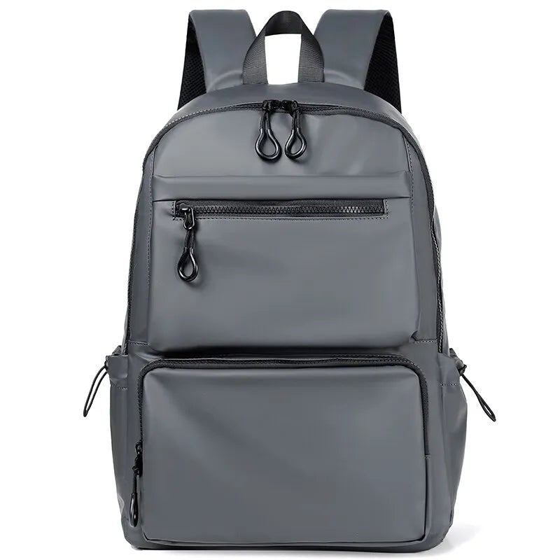 A 14 Inch Men's Backpack Large Capacity Travel Leisure Solid Color Pu Computer Backpack Fashion Men And Women Students Schoolbag - Too-Eazy