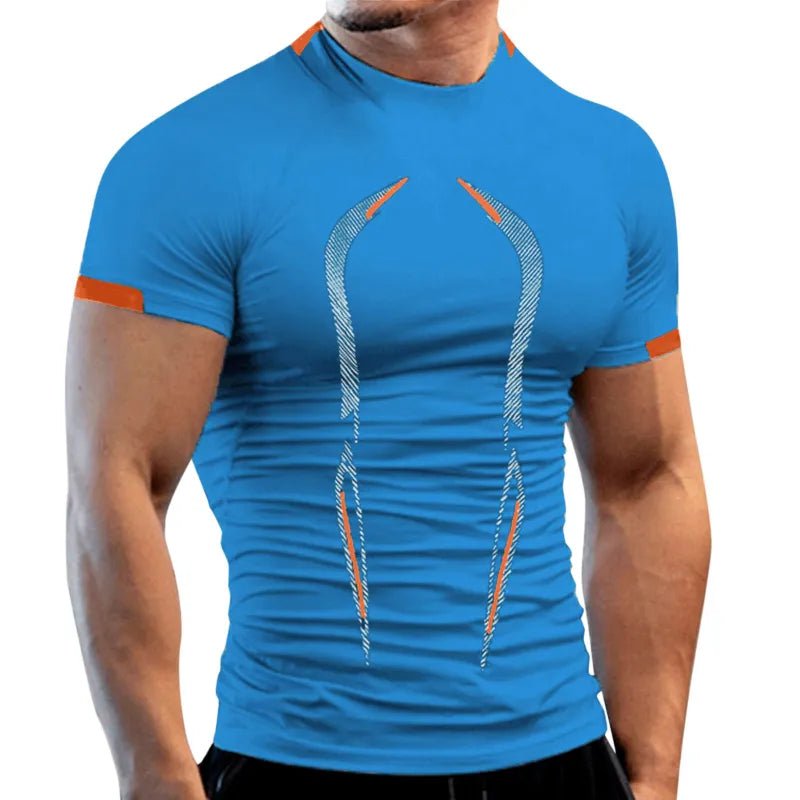 New Summer Gym Breathable T Shirt Men Quick Drying Jogging TShirt Men Training Tees Fitness Tops Running T-shirt - Too-Eazy