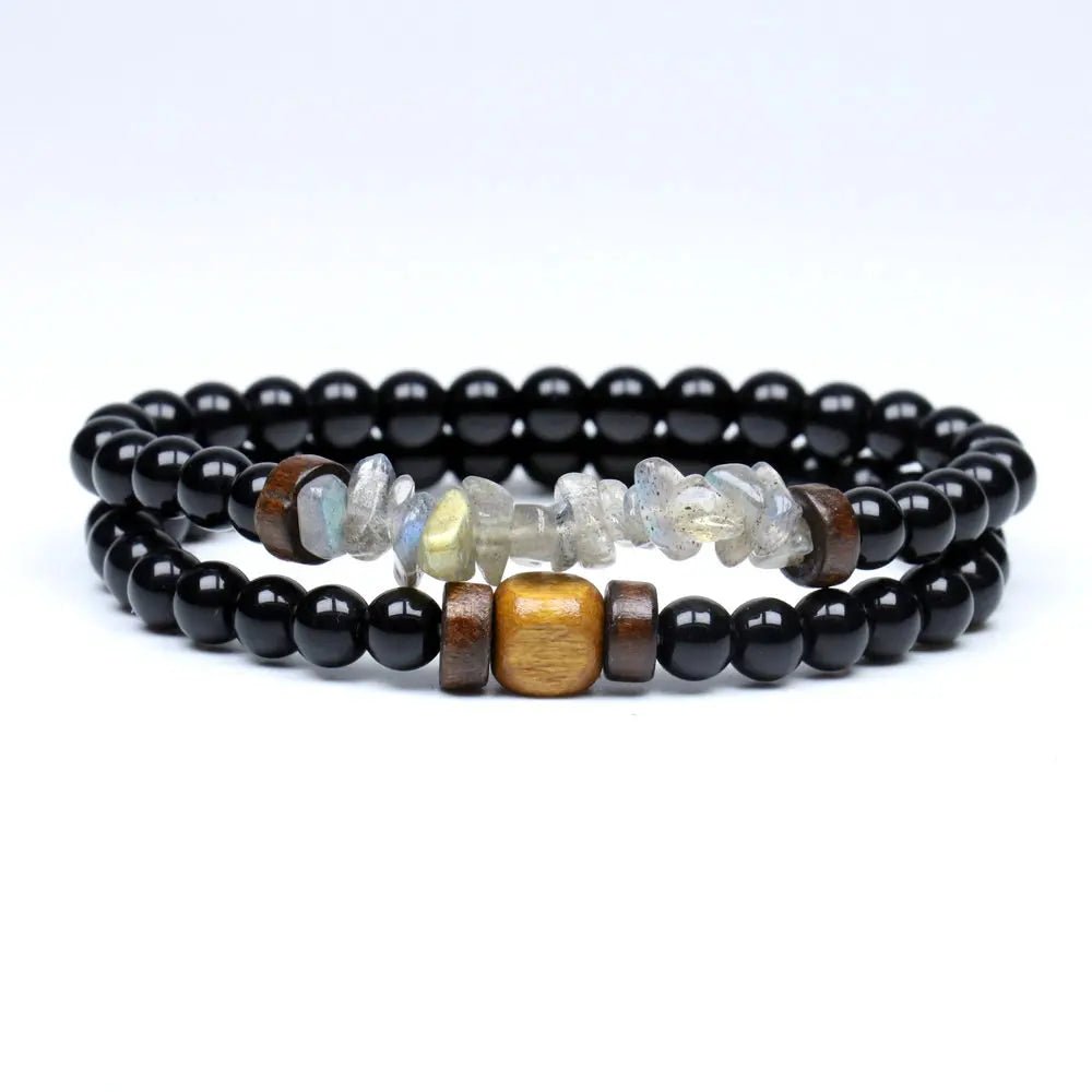 Trend Men's Bracelet Lava Stone Labradorite Moonstone Beads Bracelet Chakra Yoga Wood Bead Bracelet For Men Jewelry Bileklik - Too-Eazy