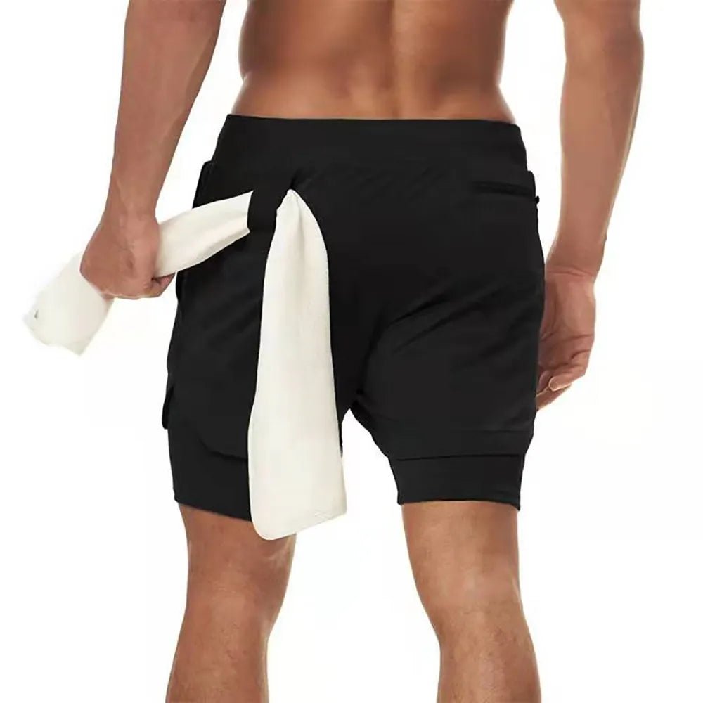 Running Shorts Men Sportswear 2 In 1 Compression Jogging Short Pants Double-deck Bottoms Gym Fitness Training Sport Shorts - Too-Eazy